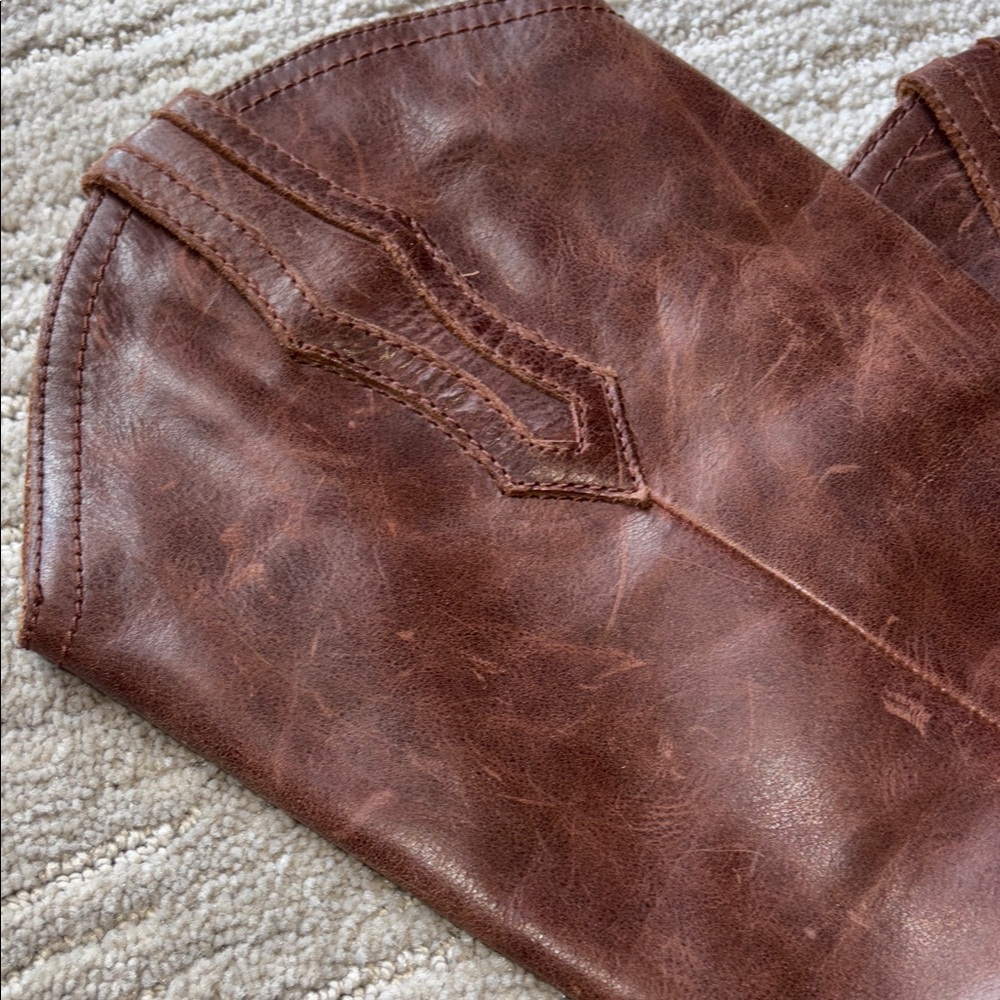 FRYE AND CO. Brown Leather Western Knee-High Heeled Boots - Picture 8 of 8